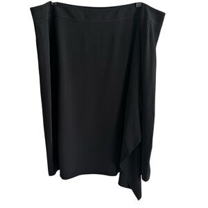 Lafayette 148 New York Faux Wrap Midi Skirt 22W Black Lined Career Workwear